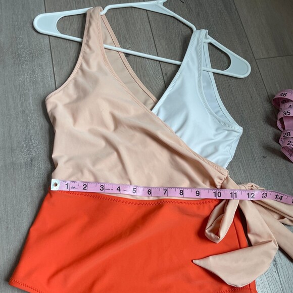 Pink and red colorblock one piece swimsuit - Picture 8 of 8